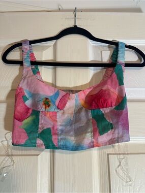 Princes Polly Pink Green Blue Watercolor Crop Top